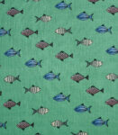 Green Base Fish Print Fabric (FC-137)