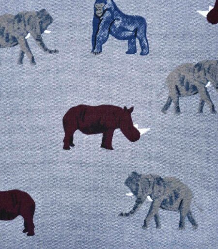 Cotton Blue Chambray Base Animal Print (FC-253)